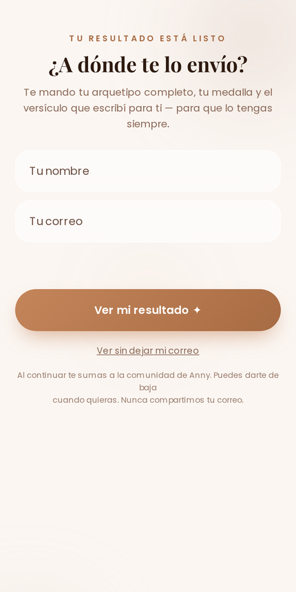 Screen reading your result is ready, where do I send it, with an email field